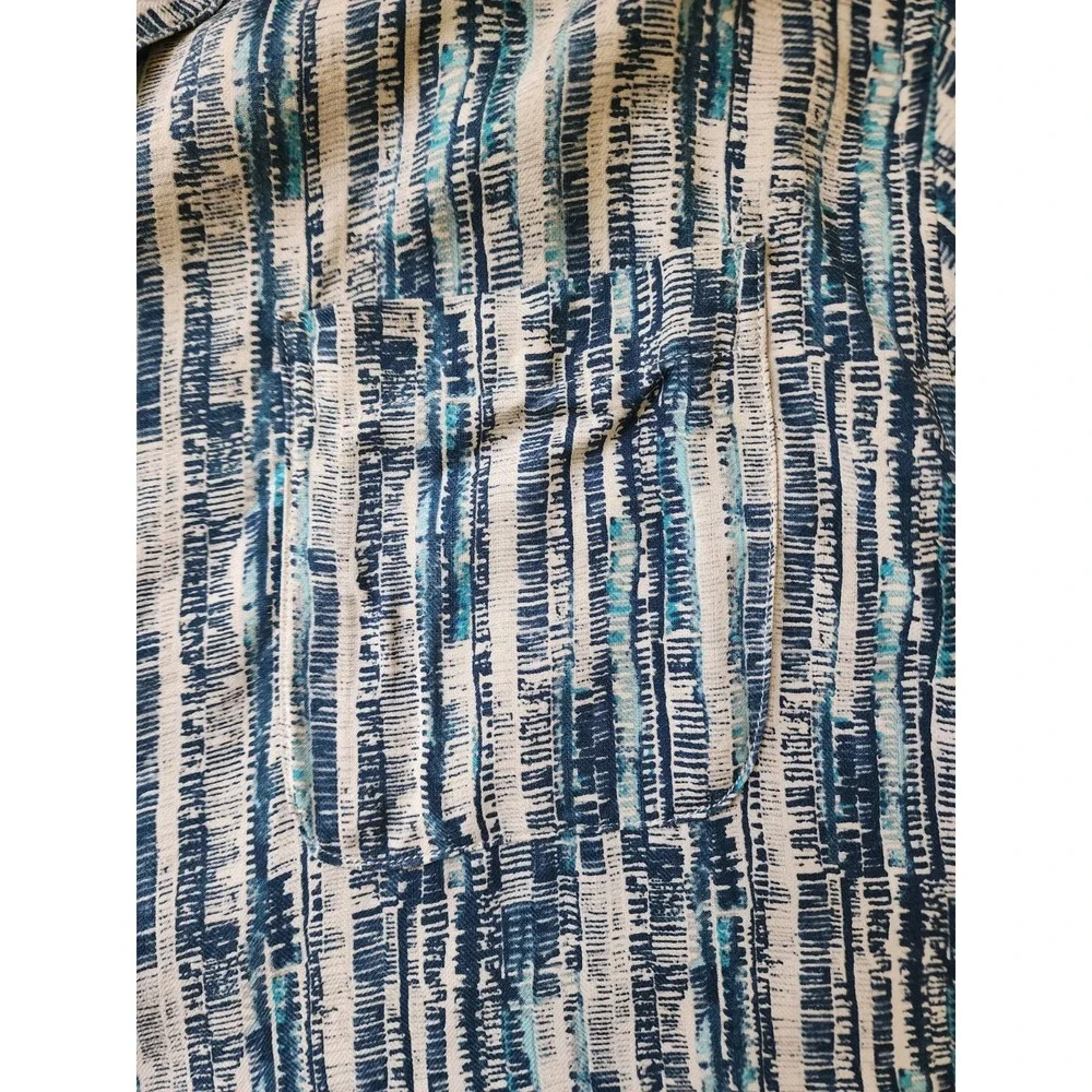 Vintage Silk Circa 1969 Hawaiian Camp Shirt Men XL Blue Abstract Striped 100%...